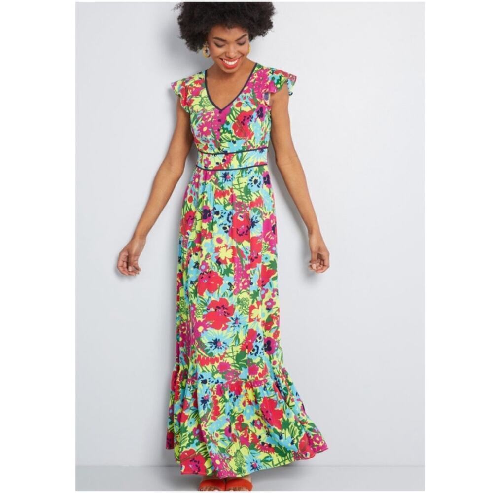 Modcloth Eyes On You Floral Maxi Dress Medium